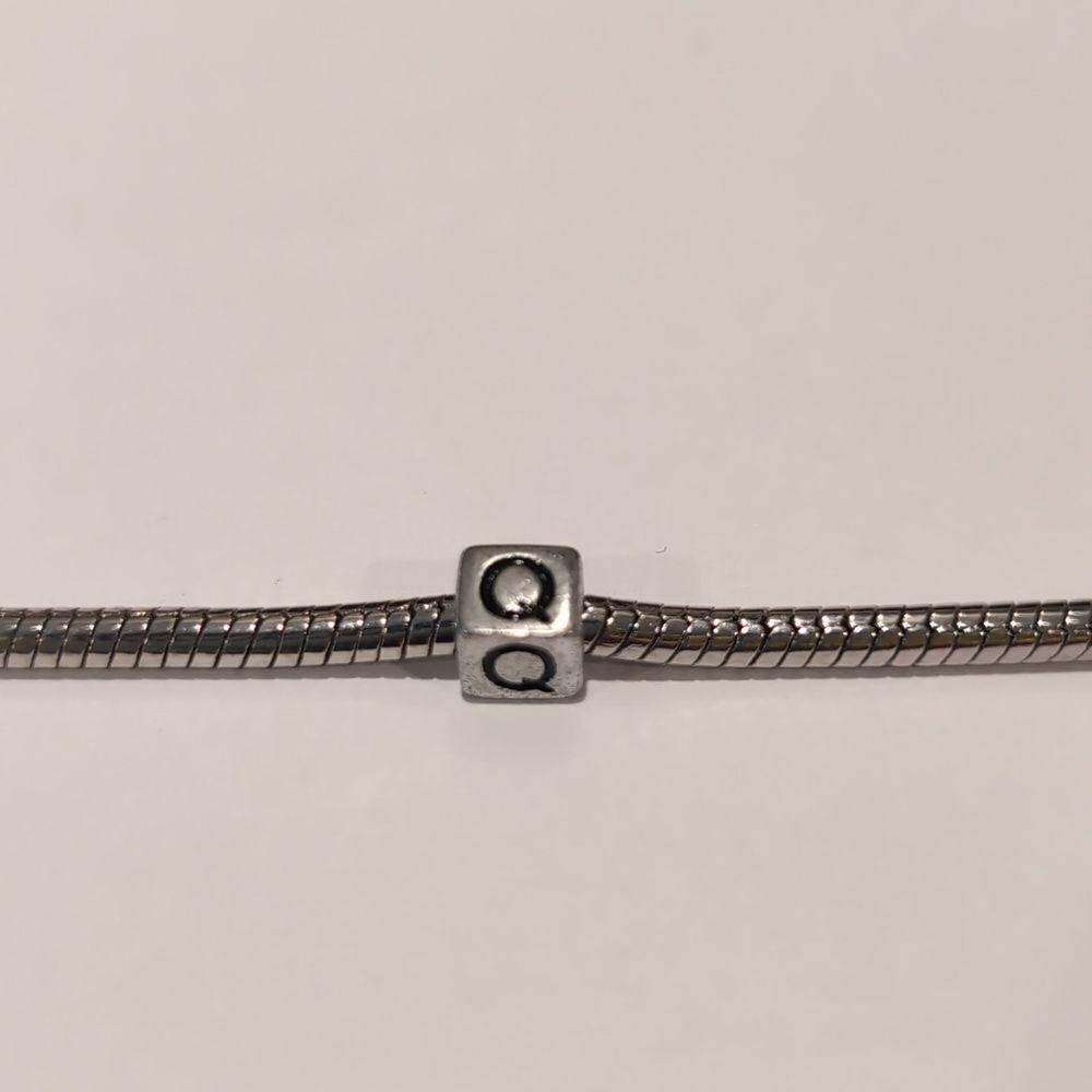 Silver Q Spacer Charm for Pandora Style‎ Bracelet